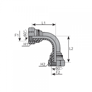 90° Connector Swivel Female Metric-Female Metric. (AFF90M)